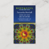 YIN YANG Fractal Peacock Mandala New age Visitekaartje (Voorkant)