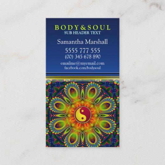 YIN YANG Fractal Peacock Mandala New age Visitekaartje (Voorkant)