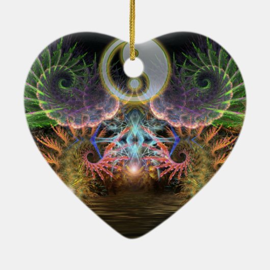 Yin Yang Fractal Wings Love Ornament (Achterkant)