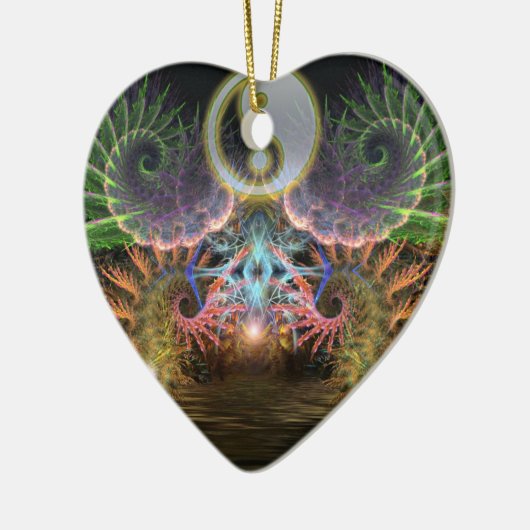 Yin Yang Fractal Wings Love Ornament (Links)
