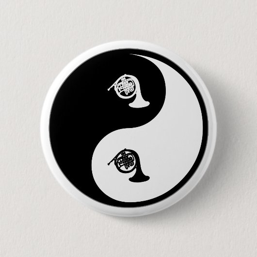 Yin Yang French Horn Ronde Button 5,7 Cm (Voorkant)