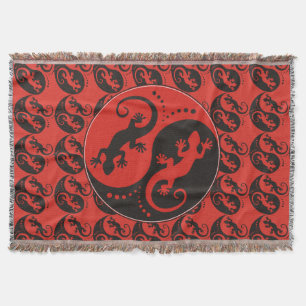 YIN & YANG Geckos Black Red + uw achtergrondidee Deken