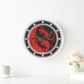 YIN & YANG Geckos Black Red + uw achtergrondidee Grote Klok (Huis)