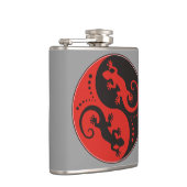 YIN & YANG Geckos Black Red + uw achtergrondidee Heupfles (Rechts)