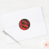 YIN & YANG Geckos Black Red + uw achtergrondidee Ronde Sticker (Envelop)