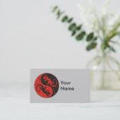 YIN & YANG Geckos Black Red + uw achtergrondidee Visitekaartje (Staand voorkant)