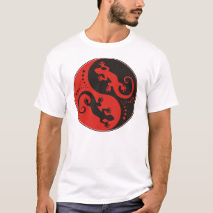 YIN & YANG Geckos Black Red + uw idee T-shirt