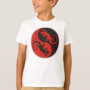 YIN & YANG Geckos Black Red + uw idee T-shirt