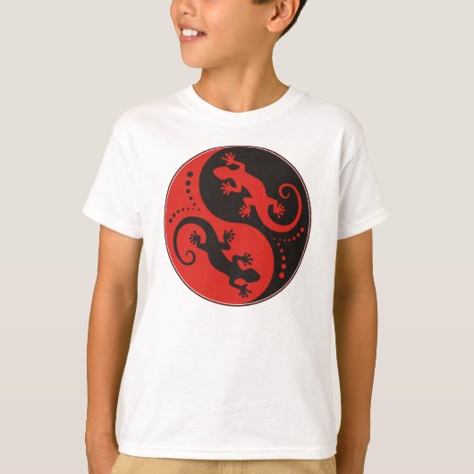 YIN & YANG Geckos Black Red + uw idee T-shirt (Voorkant)