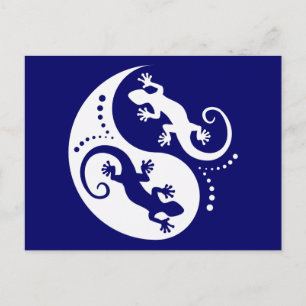 YIN & YANG Geckos White + jouw idee Briefkaart