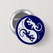 YIN & YANG Geckos White + jouw idee Ronde Button 5,7 Cm (Voorkant /achterkant)