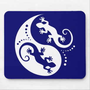 YIN & YANG Geckos white + uw achtergrond en idee Muismat