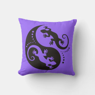 YIN & YANG Geckos zwart + uw achtergrond en idee Kussen