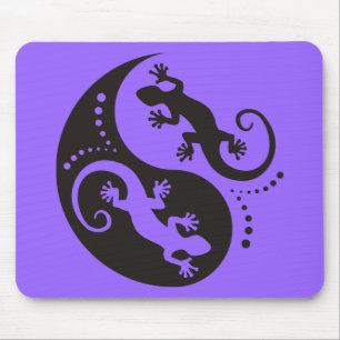 YIN & YANG Geckos zwart + uw achtergrond en idee Muismat