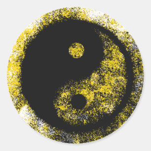 Yin Yang Geel Zwart Het Museum Zazzle Gifts Ronde Sticker