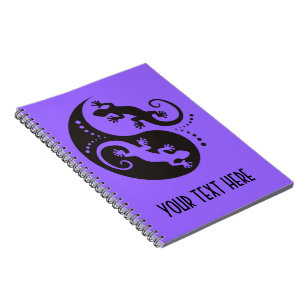 YIN & YANG Gekko's zwart + jouw achtergrond & idee Notitieboek