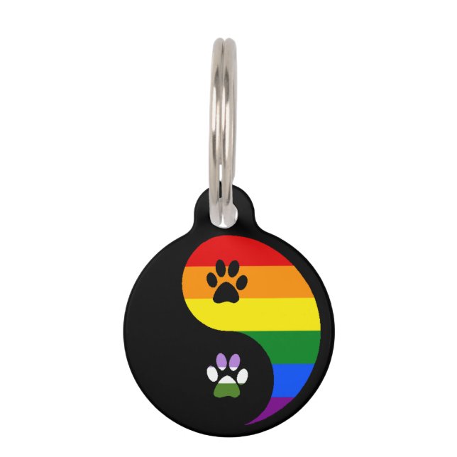 Yin-Yang Genderqueer Round Pet Tag Huisdierpenning (Voorkant)