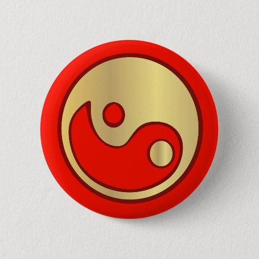 Yin Yang Gold en Red Button (Voorkant)