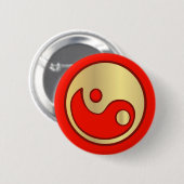 Yin Yang Gold en Red Button (Voorkant /achterkant)