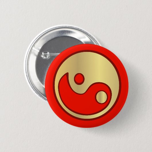 Yin Yang Gold en Red Button (Voorkant /achterkant)