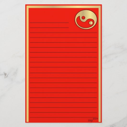 Yin Yang Gold Red Chinees nieuwjaar Briefpapier (Voorkant)