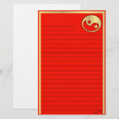 Yin Yang Gold Red Chinees nieuwjaar Briefpapier (Voorkant / Achterkant)