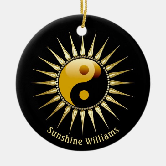 Yin Yang Gold Sunshine Keramisch Ornament (Voorkant)