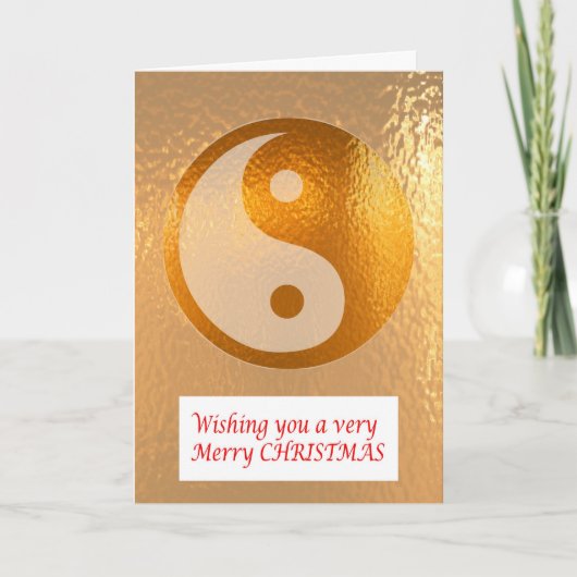 YIN YANG GOLD:    Vrolijk Kerstfeest Nieuwjaar Feestdagen Kaart (Voorkant)