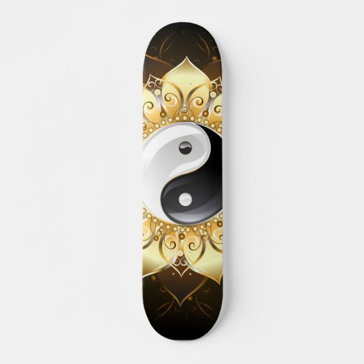 Yin Yang Golden Lotus Persoonlijk Skateboard (Voorkant)