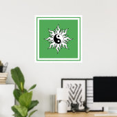Yin Yang Green Sun Tribal Zen Chinese Poster (Thuiskantoor)