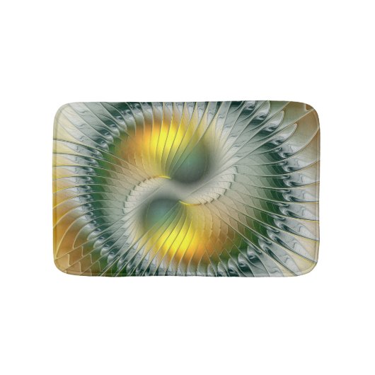 Yin Yang Green Yellow Abstract Colorful Fractal Badmat (Voorkant)