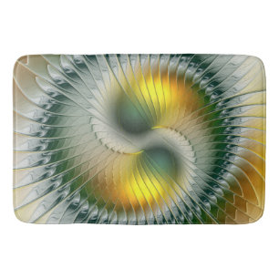 Yin Yang Green Yellow Abstract Colorful Fractal Badmat