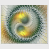 Yin Yang Green Yellow Abstract Colorful Fractal Cadeaupapier (Vlak)
