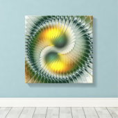 Yin Yang Green Yellow Abstract Colorful Fractal Canvas Afdruk (Insitu (Houten vloer))