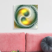 Yin Yang Green Yellow Abstract Colorful Fractal Canvas Afdruk (Insitu (Woonkamer))