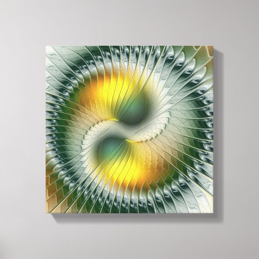 Yin Yang Green Yellow Abstract Colorful Fractal Canvas Afdruk (Voorkant)