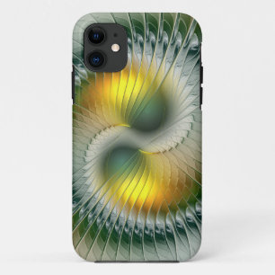 Yin Yang Green Yellow Abstract Colorful Fractal Case-Mate iPhone Case