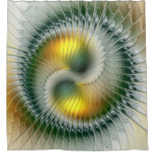 Yin Yang Green Yellow Abstract Colorful Fractal Douchegordijn (Voorkant)