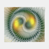 Yin Yang Green Yellow Abstract Colorful Fractal Fleece Deken (Voorkant (Horizontaal))