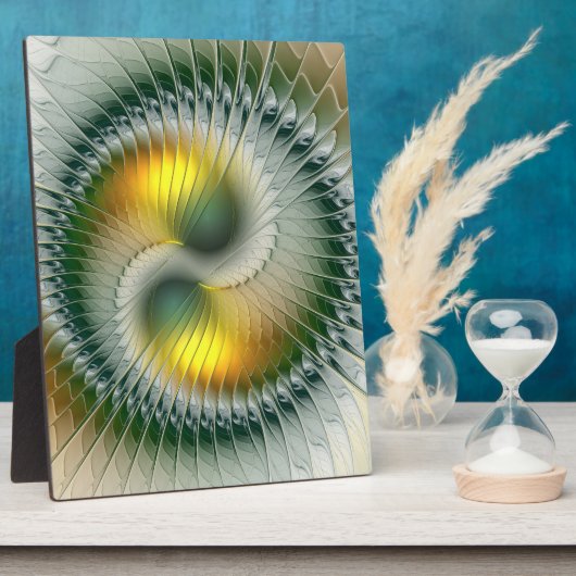 Yin Yang Green Yellow Abstract Colorful Fractal Fotoplaat (Zijkant)