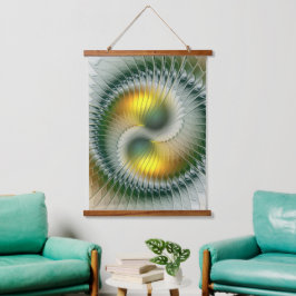Yin Yang Green Yellow Abstract Colorful Fractal Hangend Wandkleed