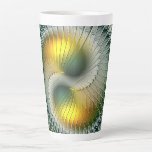 Yin Yang Green Yellow Abstract Colorful Fractal Latte Mok