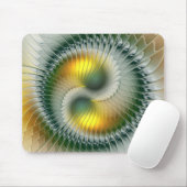 Yin Yang Green Yellow Abstract Colorful Fractal Muismat (Met muis)