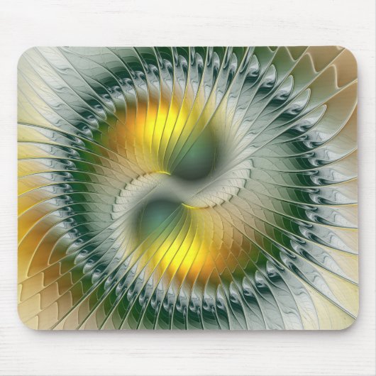 Yin Yang Green Yellow Abstract Colorful Fractal Muismat (Voorkant)