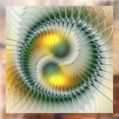 Yin Yang Green Yellow Abstract Colorful Fractal Raamsticker (Vel 2)