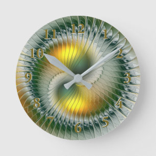 Yin Yang Green Yellow Abstract Colorful Fractal Ronde Klok