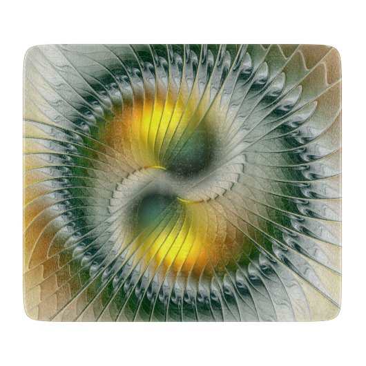 Yin Yang Green Yellow Abstract Colorful Fractal Snijplank (Voorkant)