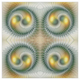 Yin Yang Green Yellow Abstract Colorful Fractal Stof
