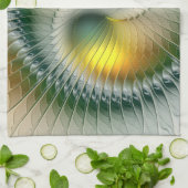 Yin Yang Green Yellow Abstract Colorful Fractal Theedoek (Gevouwen)