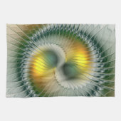 Yin Yang Green Yellow Abstract Colorful Fractal Theedoek (Horizontaal)
